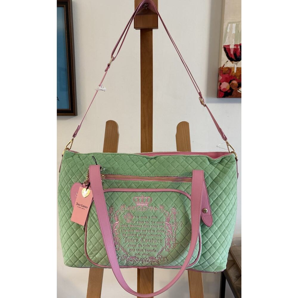 NWT Juicy Couture Juicy Tale Retro Green Pink Weekender Shoulder Crossbody Bag